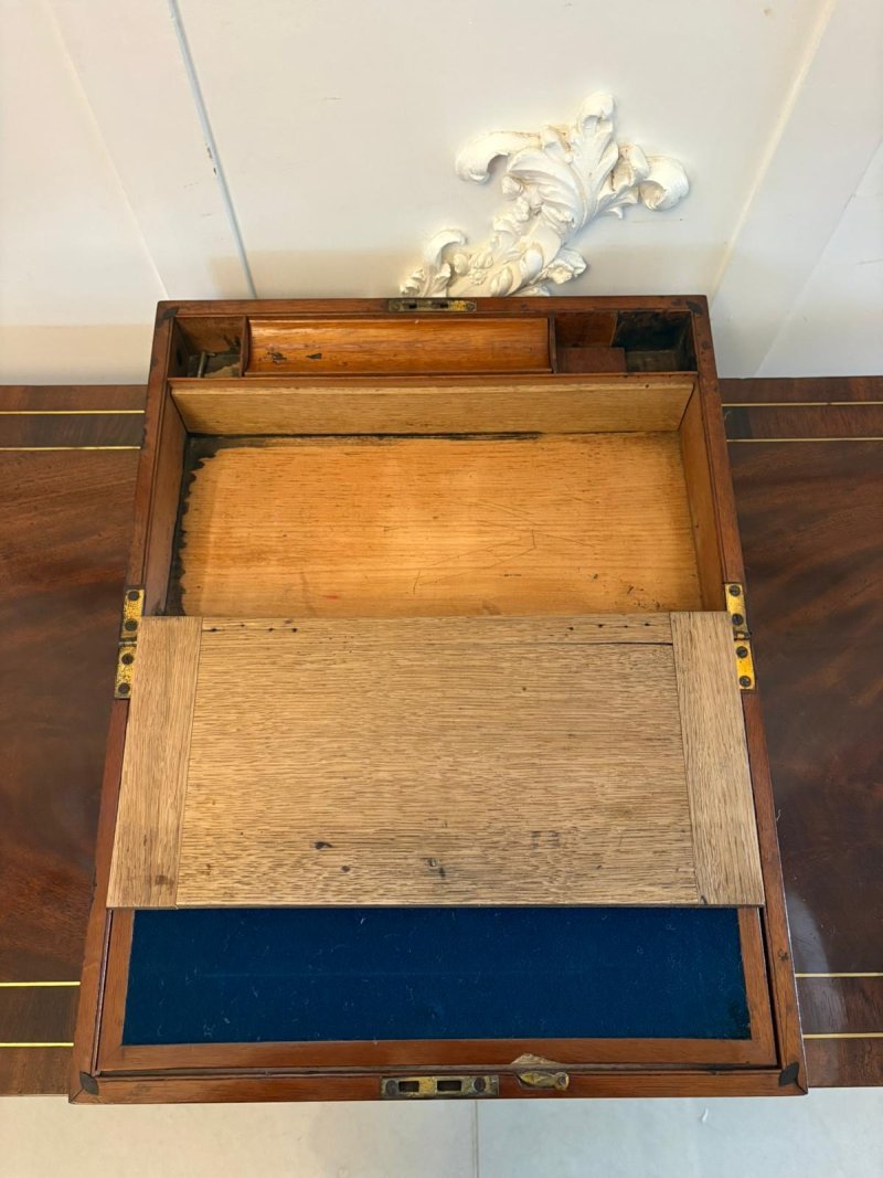 Antique Georgian Mahogany Writing Slope Box with Fitted Interior & Secret Compartment - Image 9